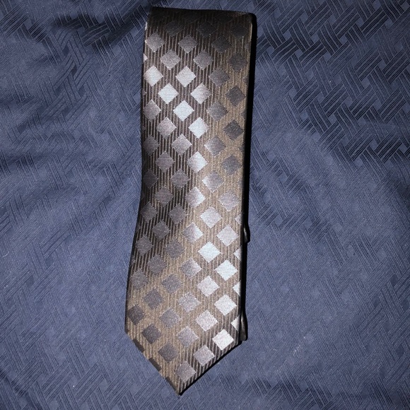 Alfani black and grey blue checked tie barely worn - Picture 1 of 4